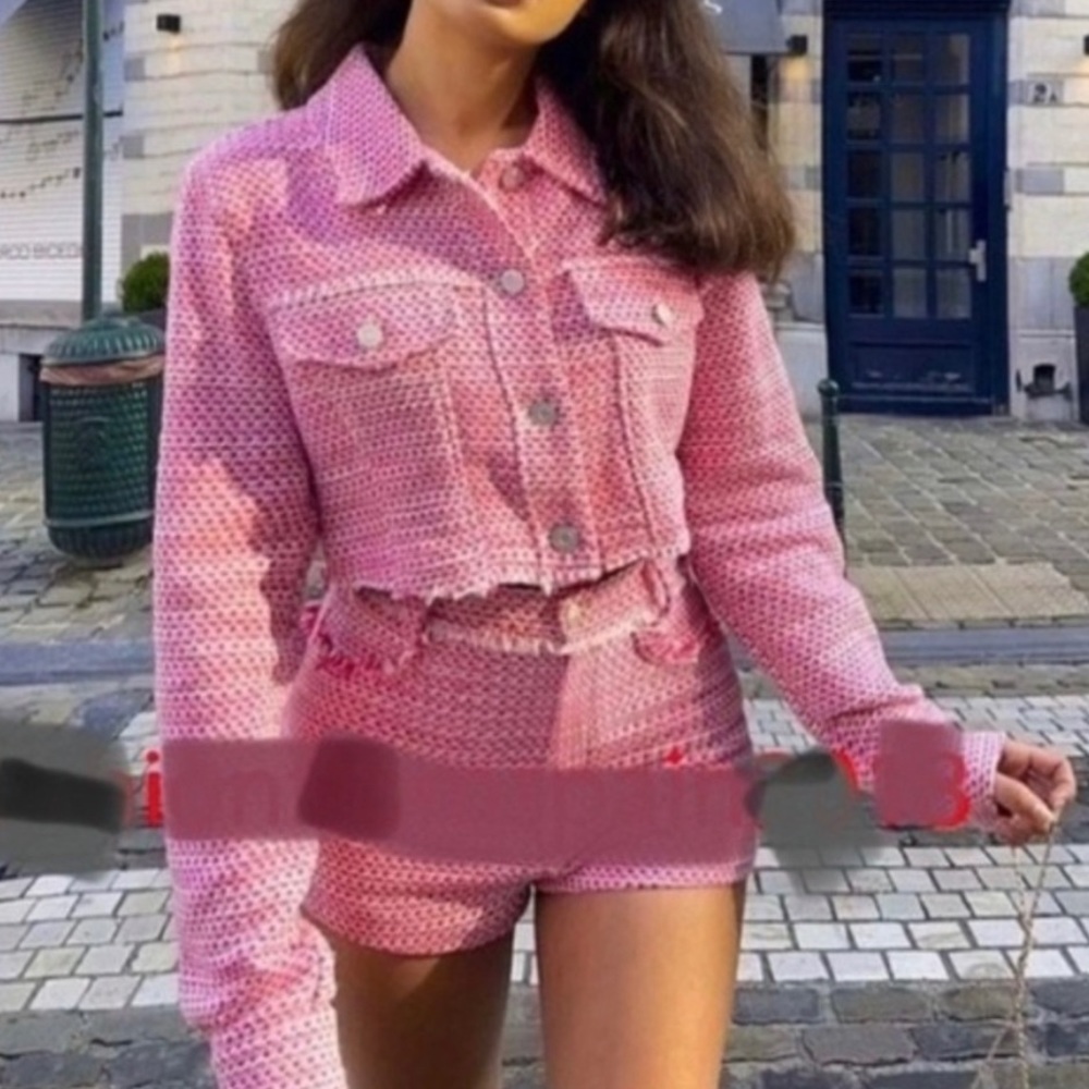 ZARA 2 piece tweed crop set